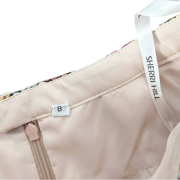 Sherri Hill Two Piece Skirt Set Printed Multicolor Sz 8 - Picture 10 of 11